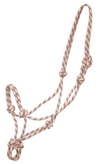 Gatsby Classic Cowboy Rope Halter Horse Beige/ Burgundy