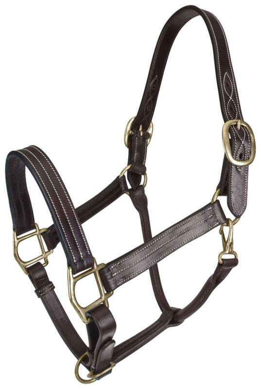 Gatsby Classic Triple Stitched Leather Halter with Snap - Horse Brown
