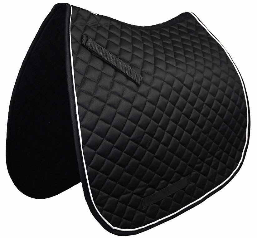 Gatsby Premium Dressage Saddle Pad 22" Black with White Pipping