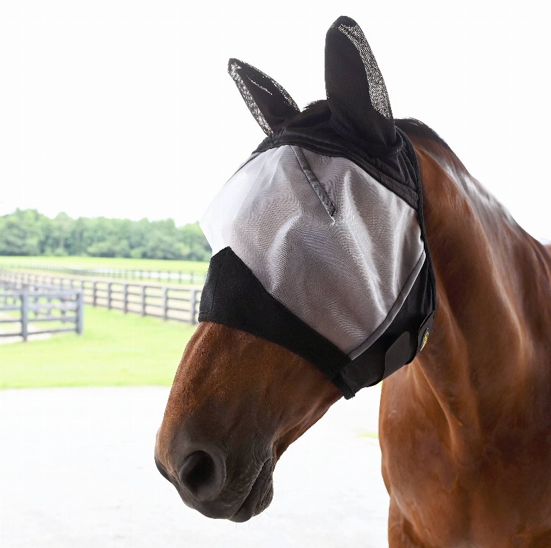 Gatsby Cool-Mesh Fly Mask With Ears Cob White with Black