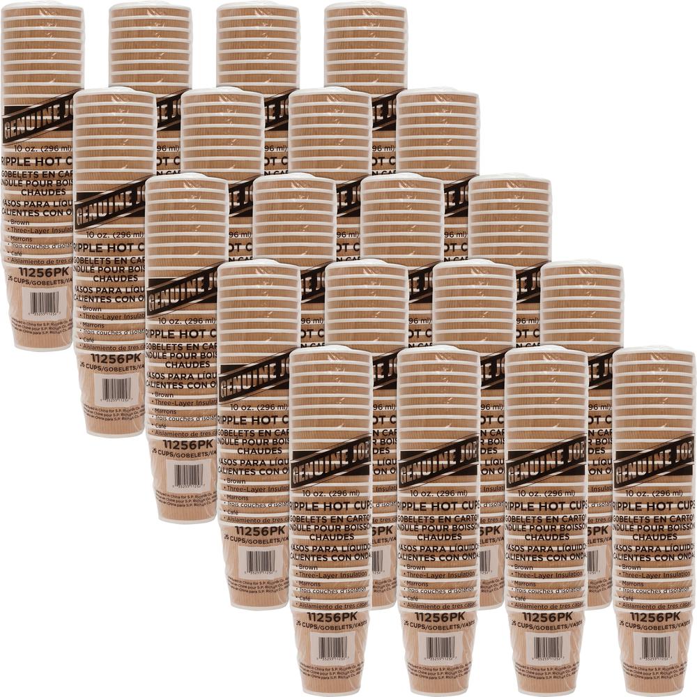 Genuine Joe Ripple Hot Cups - 10 fl oz - 500 / Carton - Brown - Hot Drink, Beverage