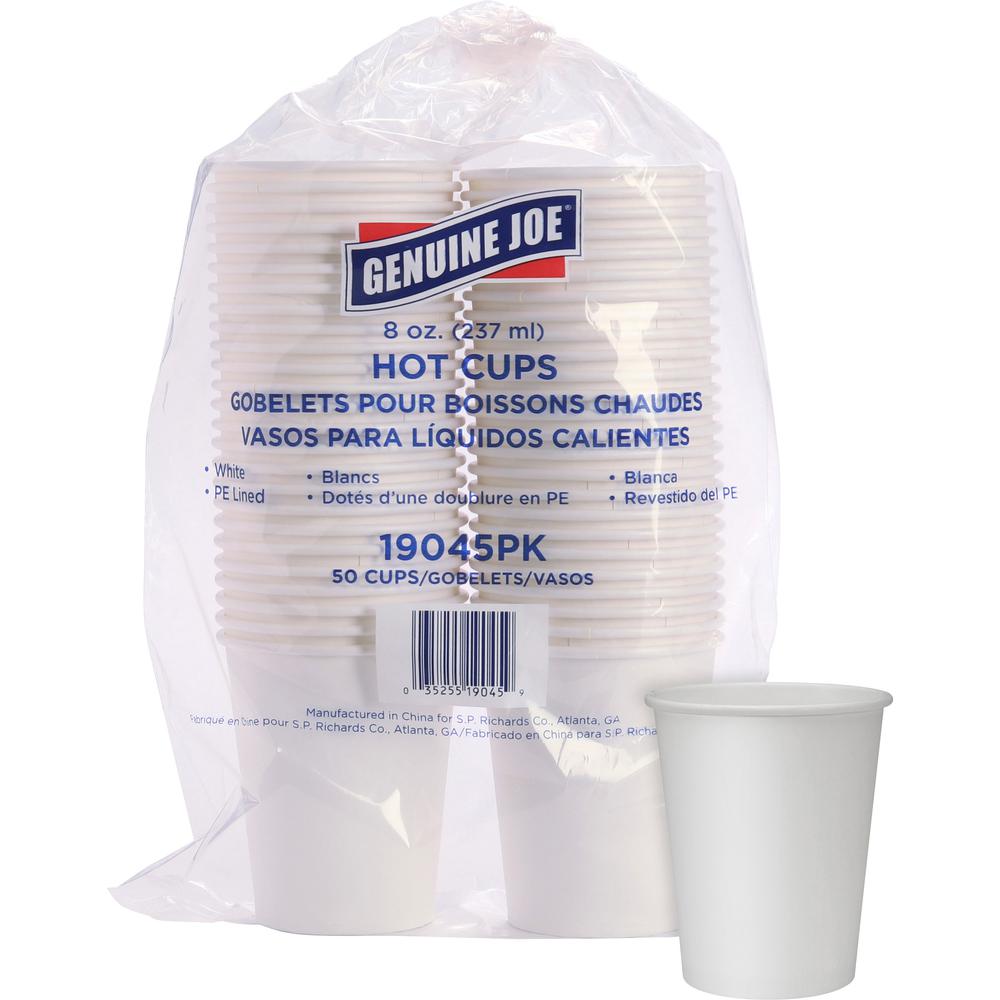 Genuine Joe Polyurethane-lined Disposable Hot Cups - 8 fl oz - 1000 / Carton - White - Polyurethane - Hot Drink, Beverage