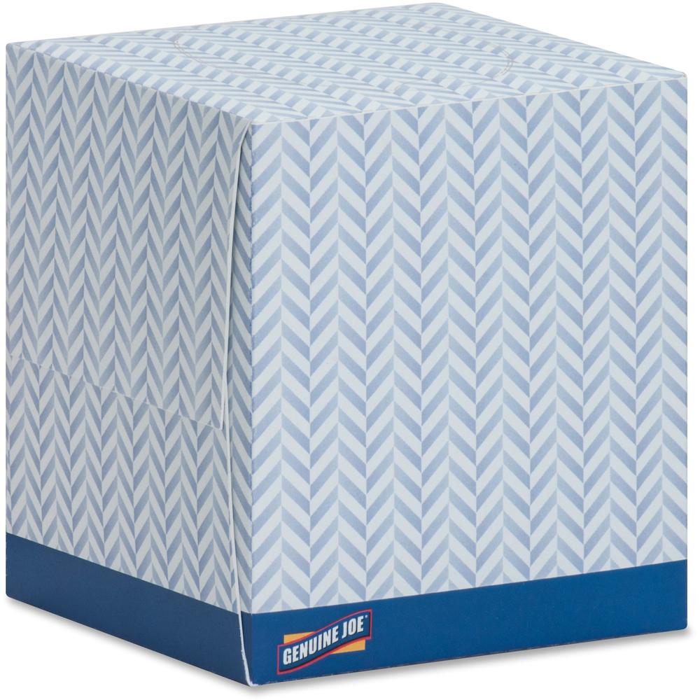 Genuine Joe Cube Box Facial Tissue - 2 Ply - Interfolded - White - Soft, Comfortable, Smooth - For Face, Skin, Home, Office, Bus