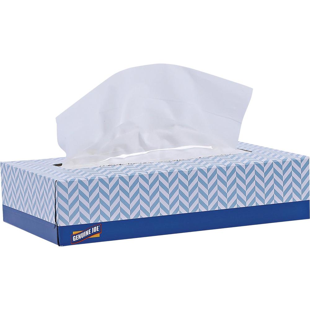 Genuine Joe Facial Tissue - 2 Ply - White - Soft - 100 Per Box - 30 / Carton