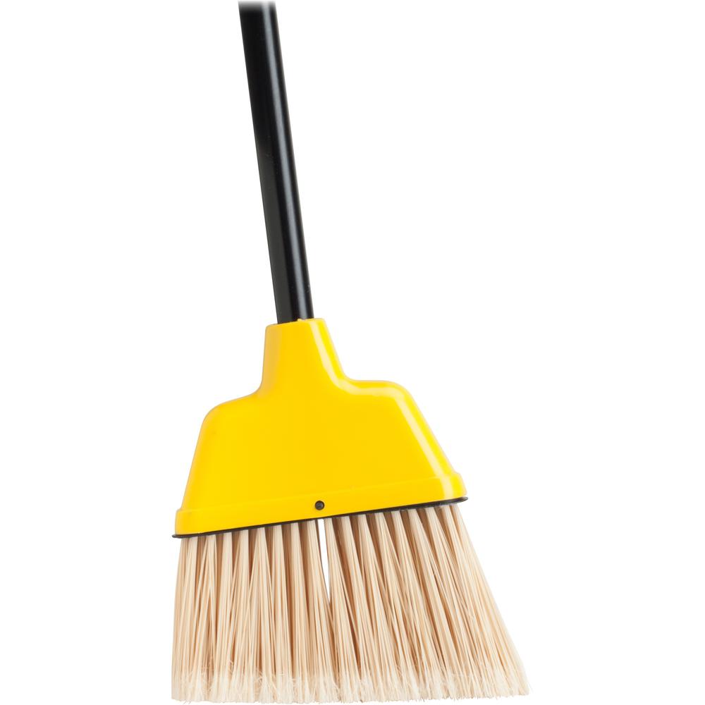 Genuine Joe GJO58562, Angle Broom, 1 Each, Yellow - Polyvinyl Chloride (PVC) Bristle - 47" Handle Length - 54.5" Overall Length 