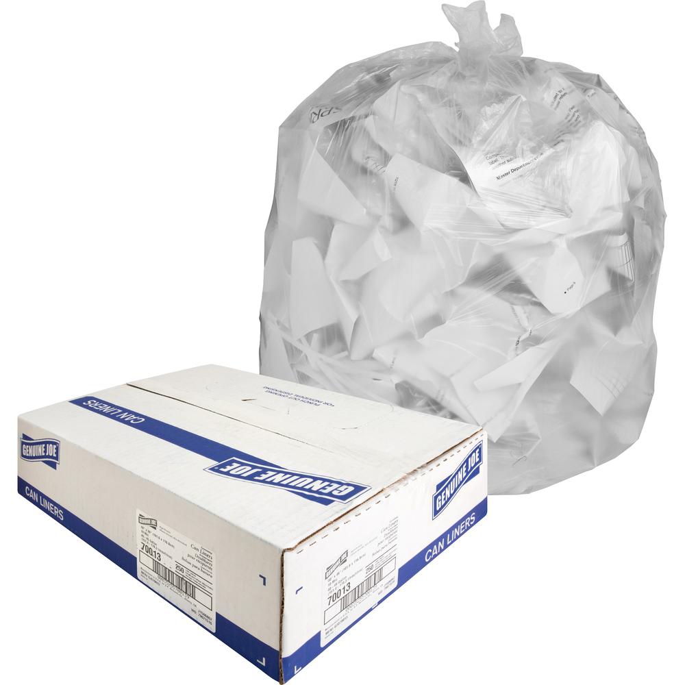 Genuine Joe Economy High-Density Can Liners - Large Size - 45 gal Capacity - 40" Width x 46" Length - 0.39 mil (10 Micron) Thick