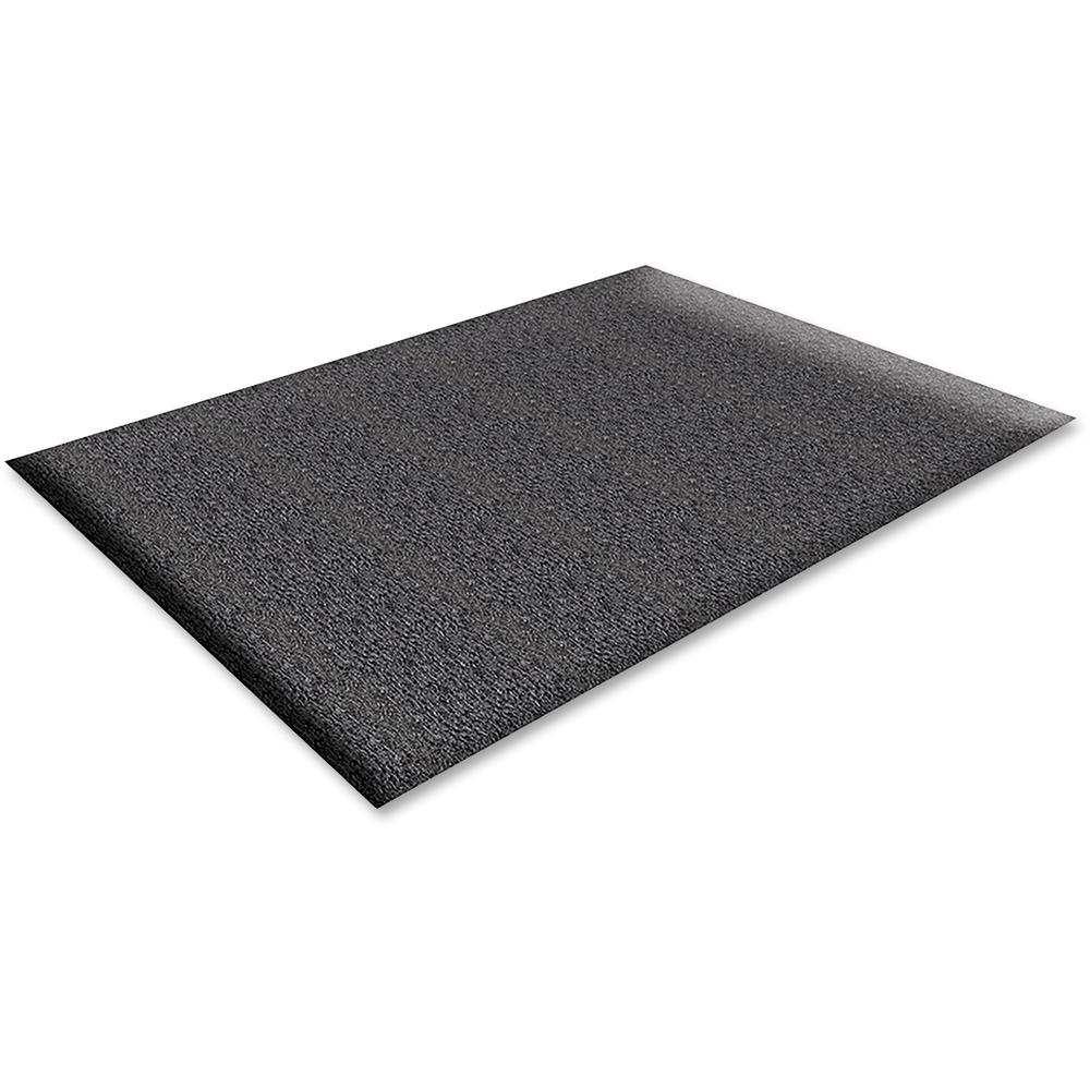 Genuine Joe Soft Step Vinyl Anti-Fatigue Mats - Warehouse - 60" Length x 36" Width x 0.38" Thickness - Vinyl - Black