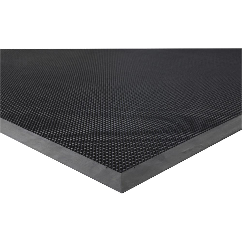 Genuine Joe Brush Tip Scraper Mat - Indoor, Outdoor - 60" Length x 36" Width x 0.40" Thickness - Rectangle - Rubber - Black