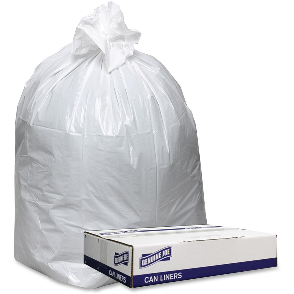 Genuine Joe Low Density White Can Liners - 60 gal Capacity - 38" Width x 58" Length - 0.90 mil (23 Micron) Thickness - Low Densi