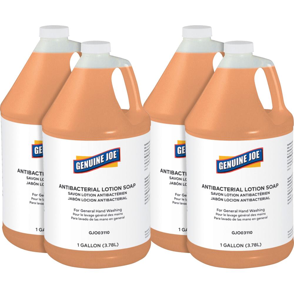 Genuine Joe Antibacterial Lotion Soap - 1 gal (3.8 L) - Bacteria Remover, Grime Remover, Dirt Remover - Hand - Orange - Anti-sep