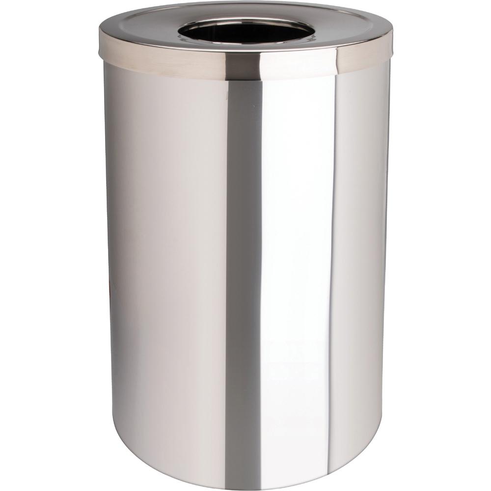 Genuine Joe 30 Gallon Stainless Steel Trash Receptacle - 30 gal Capacity - Durable, Heavy Duty - 31.5" Height x 20" Diameter - S