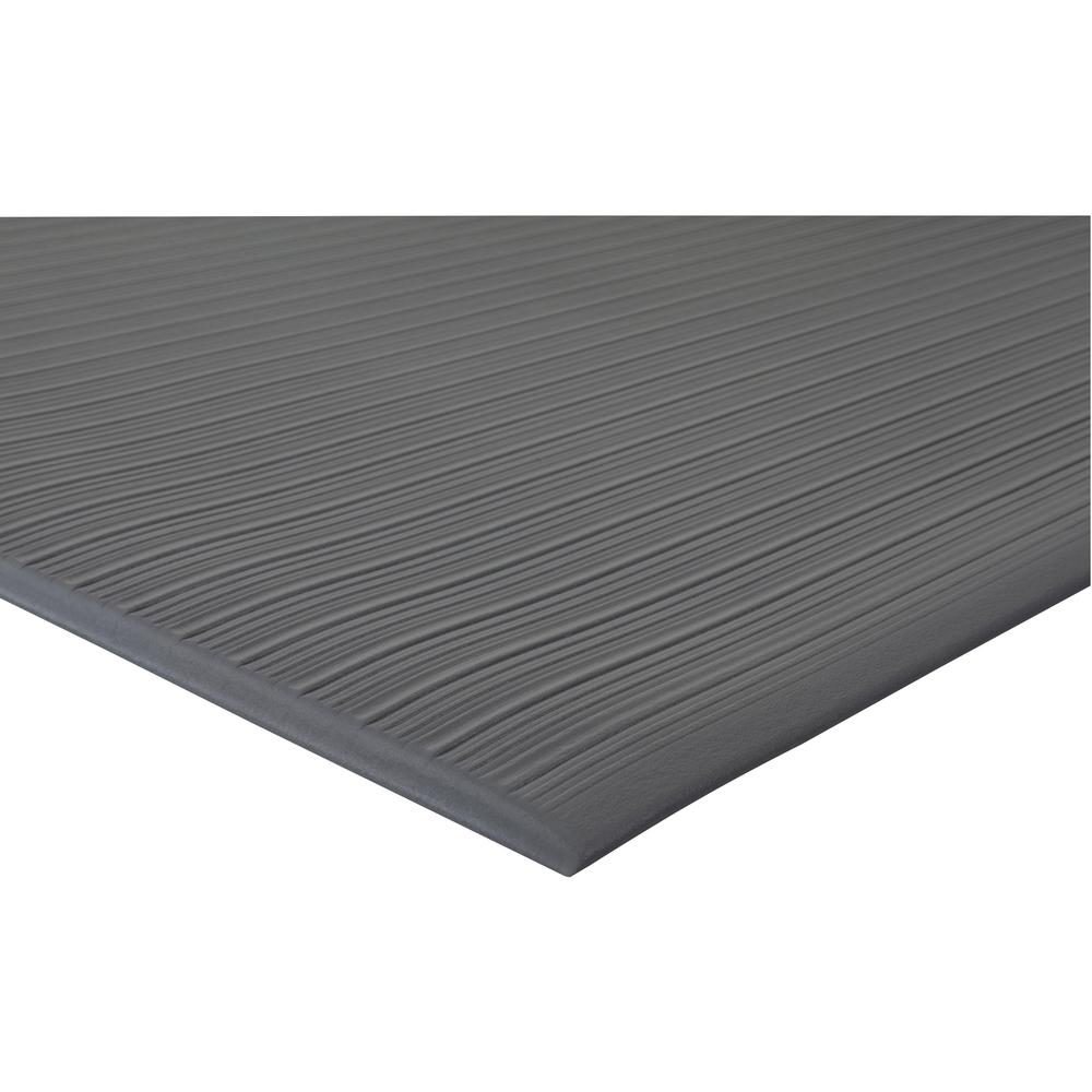 Genuine Joe Air Step Anti-Fatigue Mat - Warehouse - 36" Length x 24" Width x 0.38" Thickness - Vinyl, Vinyl Foam - Black