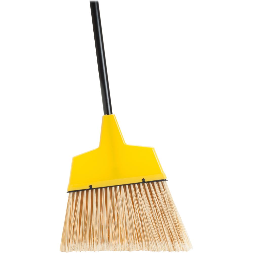 Genuine Joe GJO09570, Angle Broom, 1 Each, Yellow - Polyvinyl Chloride (PVC) Bristle - 47" Handle Length - 54.5" Overall Length 