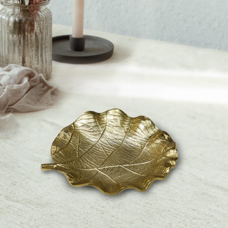 Handmade Decorative Gold Color Coated Aluminium Tray - 4.72 x 4.52 x 1.18cm Gold