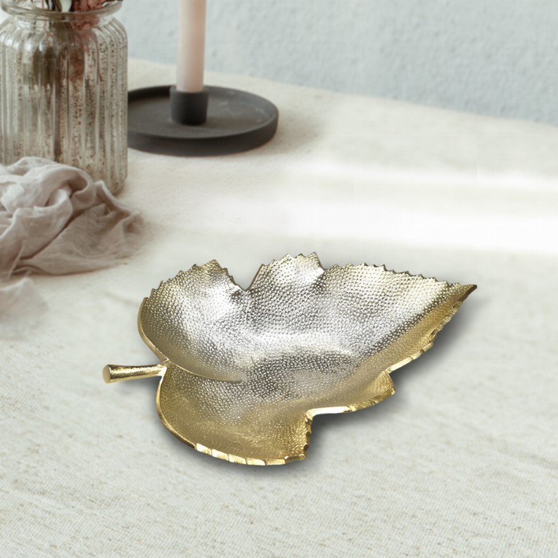 Handmade Decorative Gold Color Coated Aluminium Tray - 6.69 x 5.11 x 0.9cm Gold