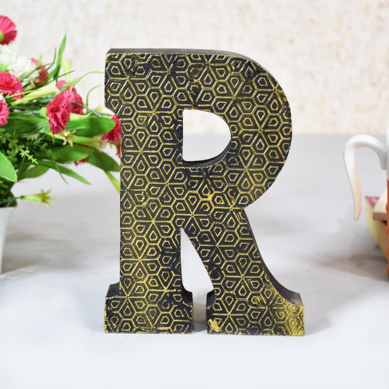 Handmade Eco-Friendly Wall Decor Alphabet Letter Block - Gold3R