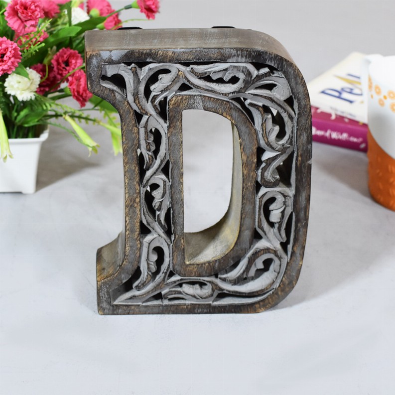 Handmade Eco-Friendly Wall Decor Alphabet Letter Block - GreyD