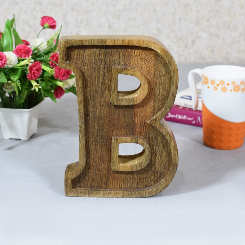 Handmade Eco-Friendly Wall Decor Alphabet Letter Block - NaturalB