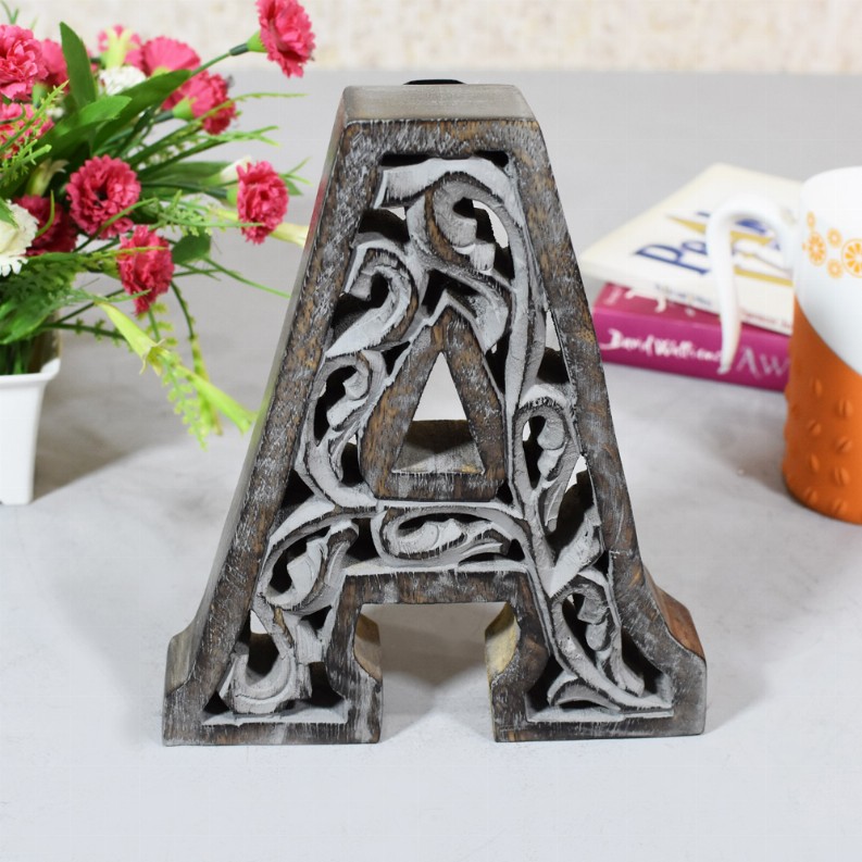 Handmade Eco-Friendly Wall Decor Alphabet Letter Block - GreyA