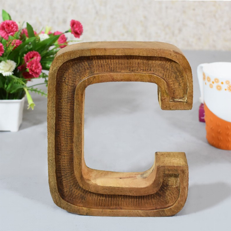 Handmade Eco-Friendly Wall Decor Alphabet Letter Block - NaturalC