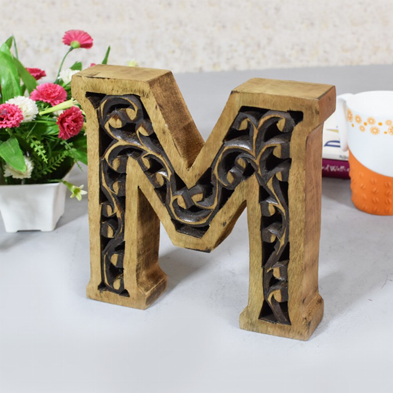 Handmade Eco-Friendly Wall Decor Alphabet Letter Block - Brown1M