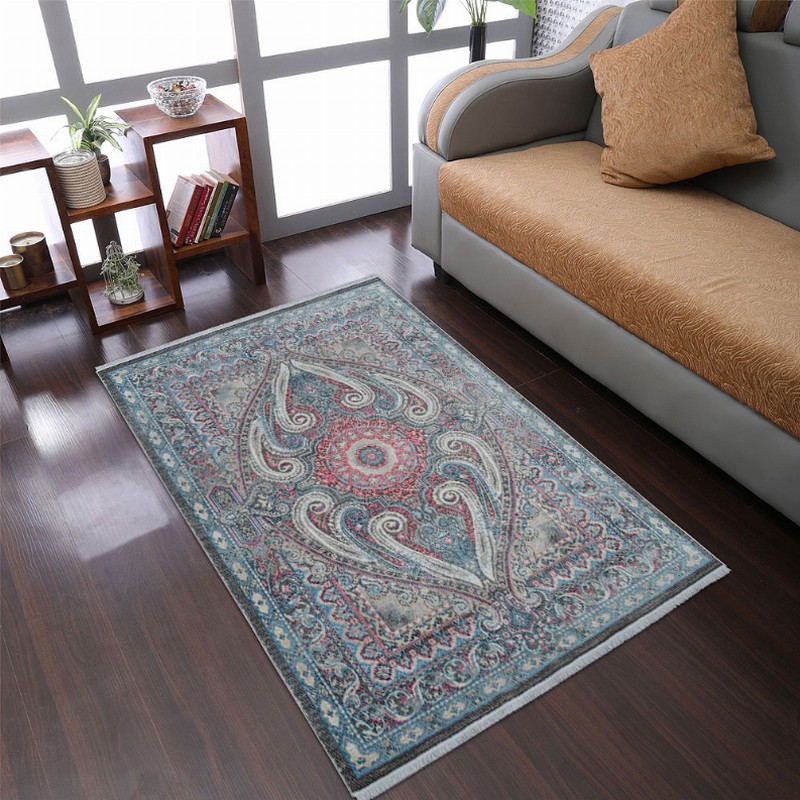 Rugsotic Carpets Machine Woven Crossweave Polyester Area Rug Oriental 4'8''x6'9'' Brown Gray