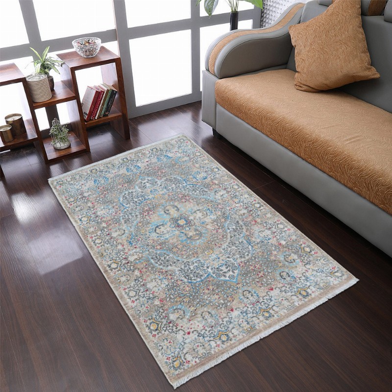 Rugsotic Carpets Machine Woven Crossweave Polyester Area Rug Oriental 3'11''x5'10'' Beige Black