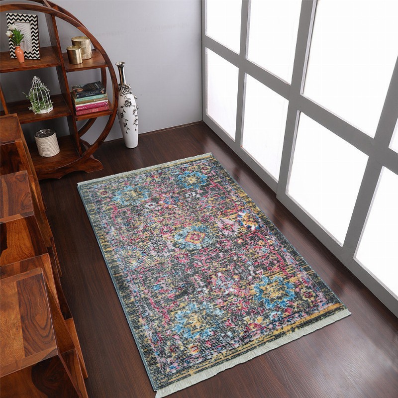 Rugsotic Carpets Machine Woven Crossweave Polyester Multicolor Area Rug Oriental - 4'8''x6'9'' Multicolor5