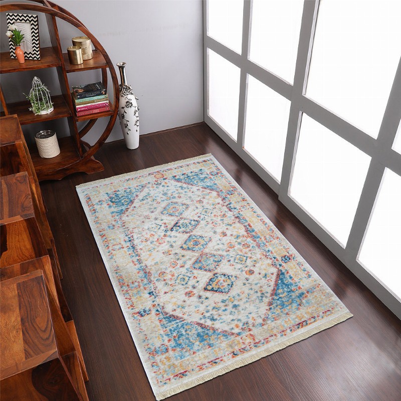 Rugsotic Carpets Machine Woven Crossweave Polyester Multicolor Area Rug Oriental - 4'8''x6'9'' Multicolor1