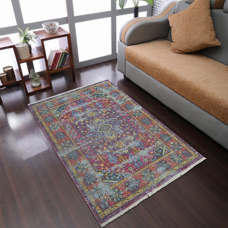 Rugsotic Carpets Machine Woven Crossweave Polyester Multicolor Area Rug Oriental - 5'x7'10'' Multicolor