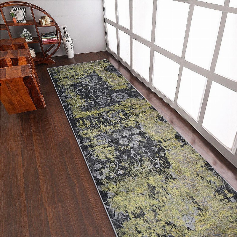 Rugsotic Carpets Machine Woven Heatset Polypropylene 3'2''x10' Runner Area Rug Contemporary - 3'2''x10' Silver