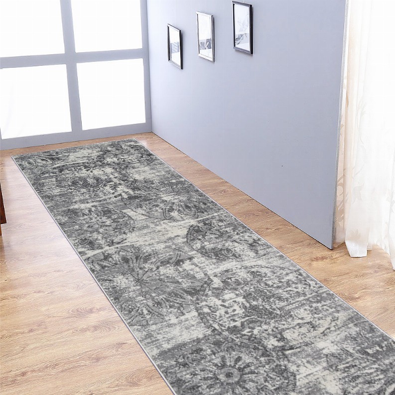 Rugsotic Carpets Machine Woven Heatset Polypropylene 3'2''x10' Runner Area Rug Contemporary - 3'2''x10' Silver Ivory