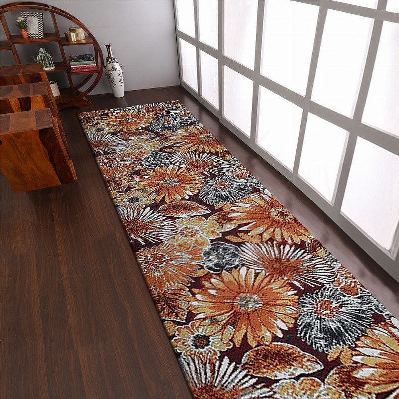 Rugsotic Carpets Machine Woven Heatset Polypropylene 3'2''x10' Runner Area Rug Floral - 3'2''x10' Beige Caramel