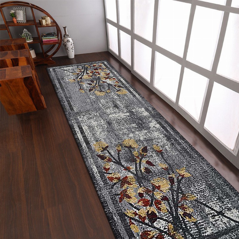 Rugsotic Carpets Machine Woven Heatset Polypropylene 3'2''x10' Runner Area Rug Floral - 3'2''x10' Silver