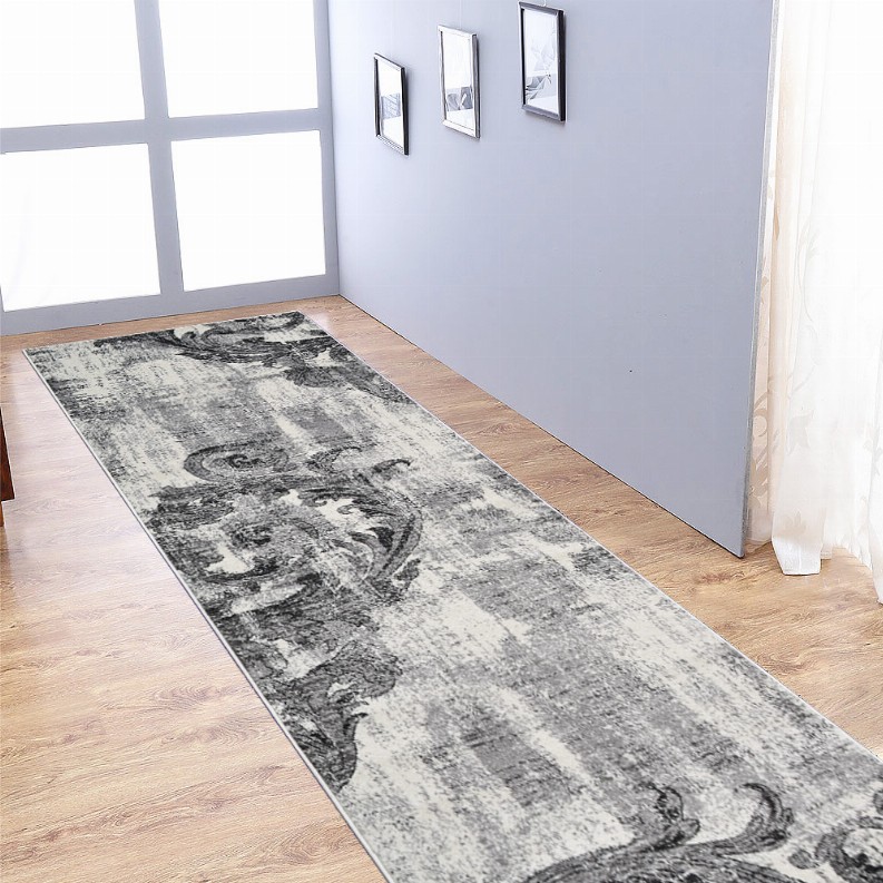 Rugsotic Carpets Machine Woven Heatset Polypropylene 3'2''x10' Runner Area Rug Floral - 3'2''x10' Silver2