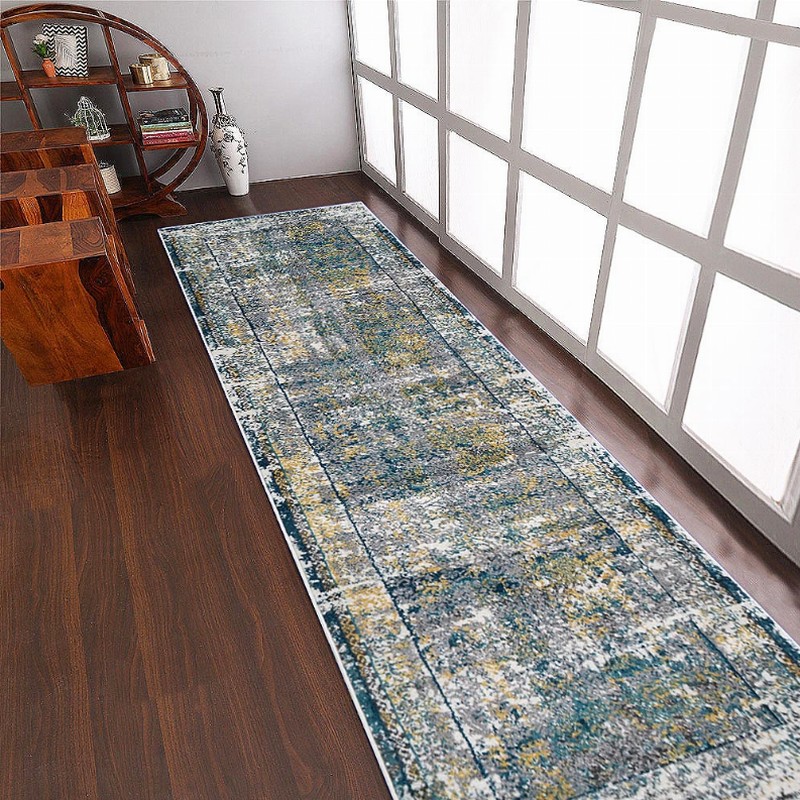Rugsotic Carpets Machine Woven Heatset Polypropylene 3'2''x10' Runner Area Rug Oriental - 3'2''x10' Silver