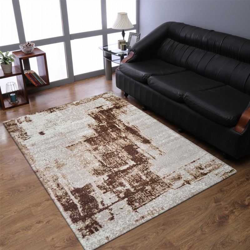 Rugsotic Carpets Machine Woven Heatset Polypropylene Area Rug Abstract 4'4''x6'4'' Beige1