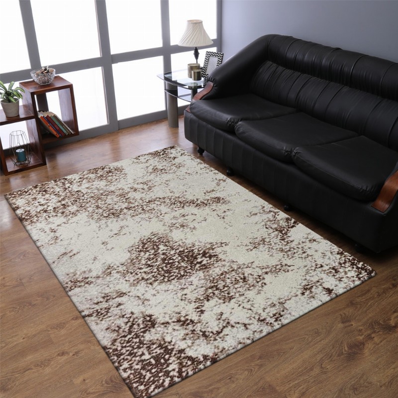 Rugsotic Carpets Machine Woven Heatset Polypropylene Area Rug Abstract 4'4''x6'4'' Cream