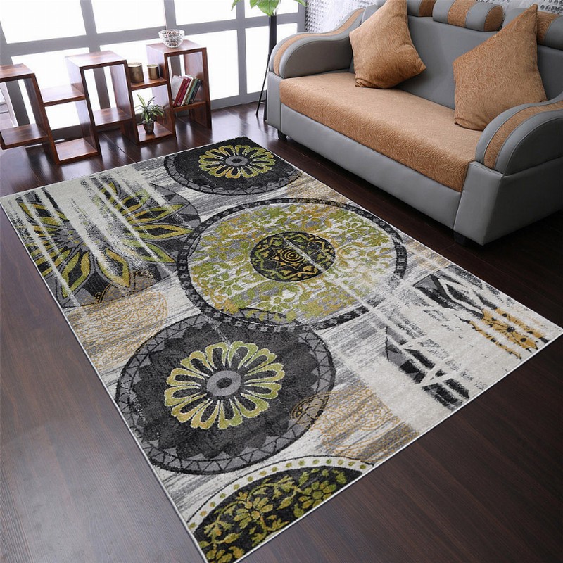 Rugsotic Carpets Machine Woven Heatset Polypropylene Area Rug Contemporary 4'x6' Beige Green