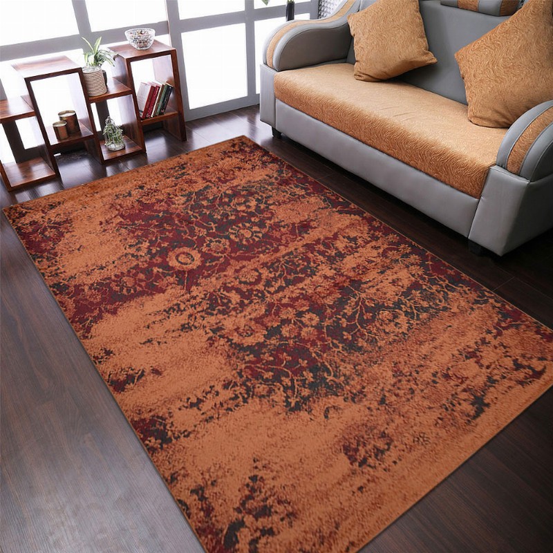 Rugsotic Carpets Machine Woven Heatset Polypropylene Area Rug Contemporary 4'x6' Orange