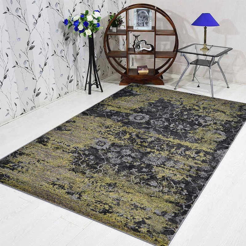 Rugsotic Carpets Machine Woven Heatset Polypropylene Area Rug Contemporary 5'x8' Silver