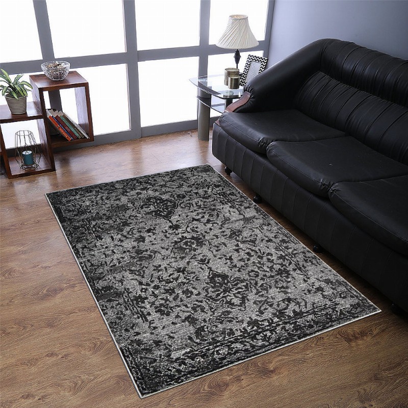 Rugsotic Carpets Machine Woven Heatset Polypropylene Area Rug Contemporary 4'x6' Silver1