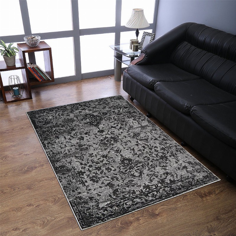 Rugsotic Carpets Machine Woven Heatset Polypropylene Area Rug Contemporary 5'x8' Silver1