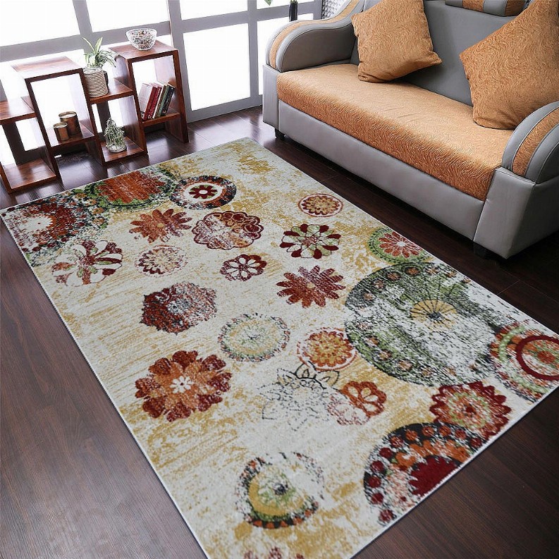 Rugsotic Carpets Machine Woven Heatset Polypropylene Area Rug Floral 10'x13' Beige
