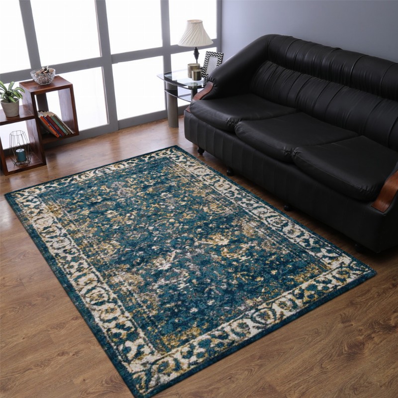 Rugsotic Carpets Machine Woven Heatset Polypropylene Area Rug Oriental 4'x6' Blue1
