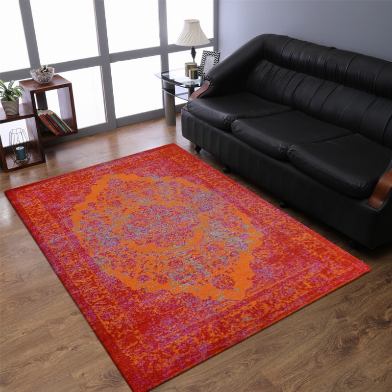 Rugsotic Carpets Machine Woven Heatset Polypropylene Area Rug Oriental 3'4''x5' Orange Red