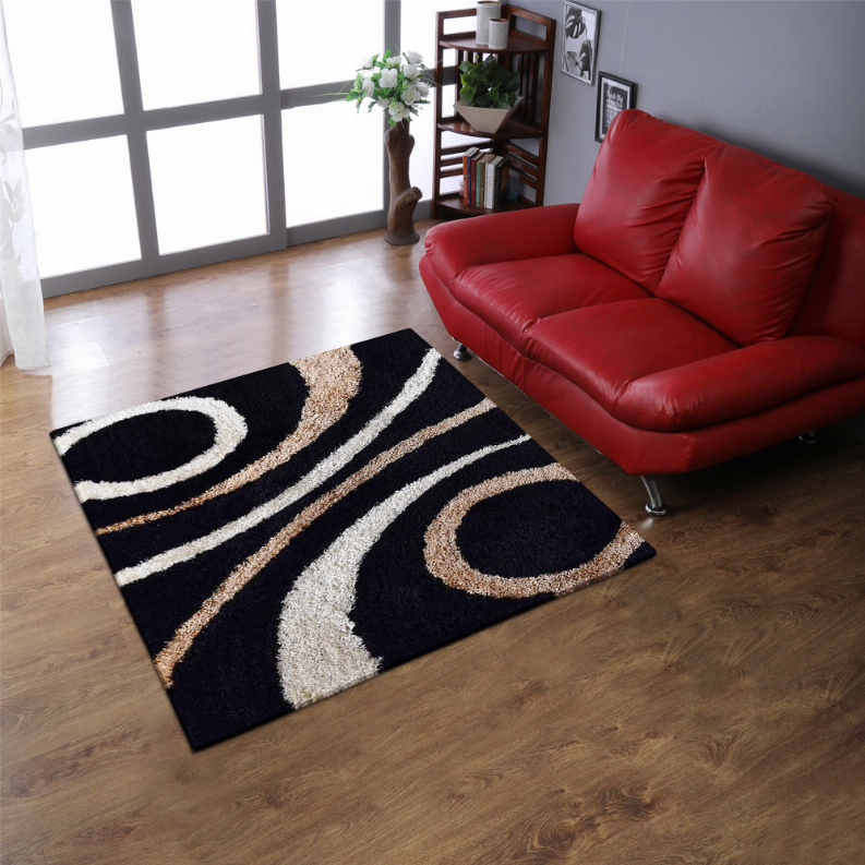 Rugsotic Carpets Hand Tufted Shag Polyester Square Area Rug Geometric