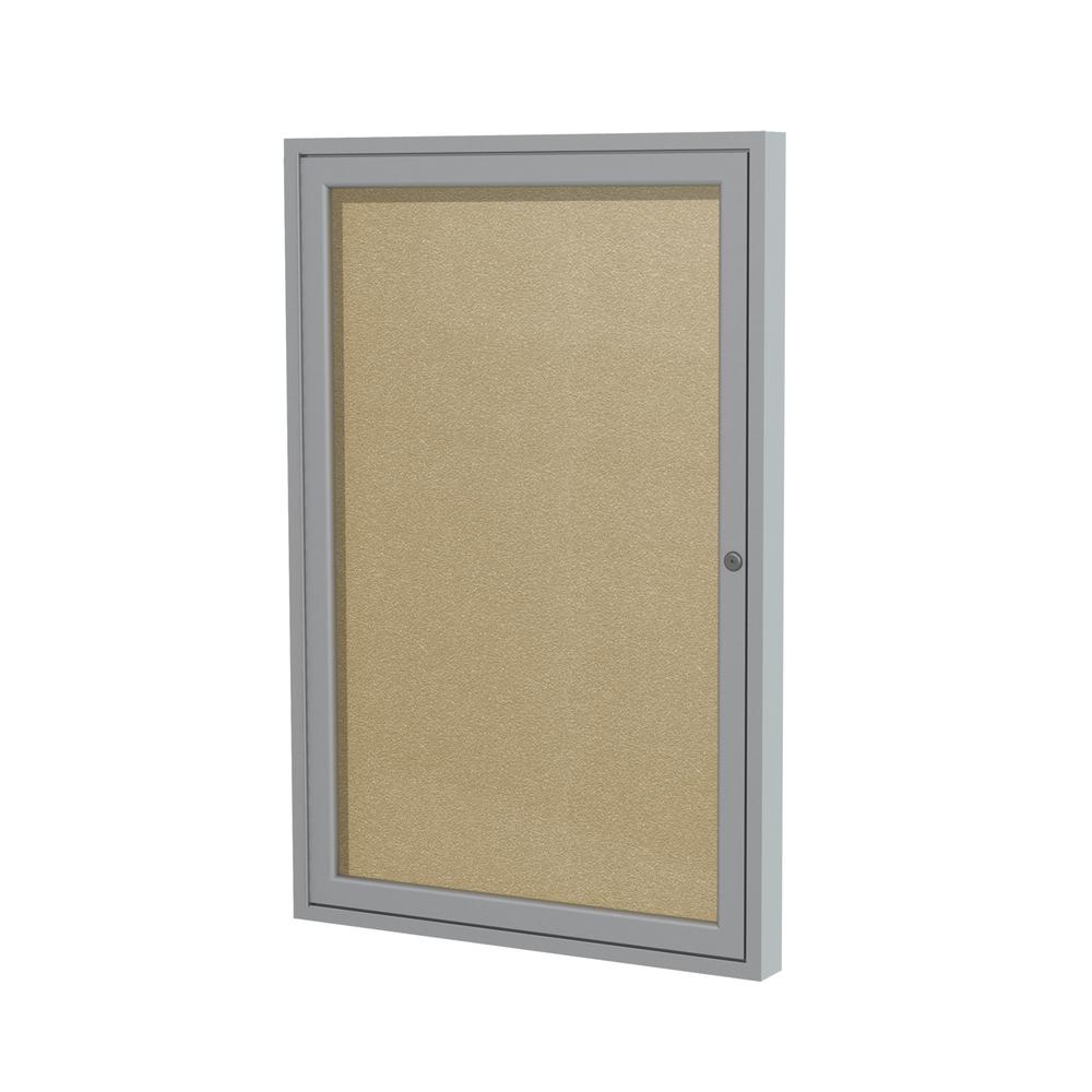 Ghent 1 Door Enclosed Vinyl Bulletin Board with Satin Frame, 3'H x 2'W, Caramel