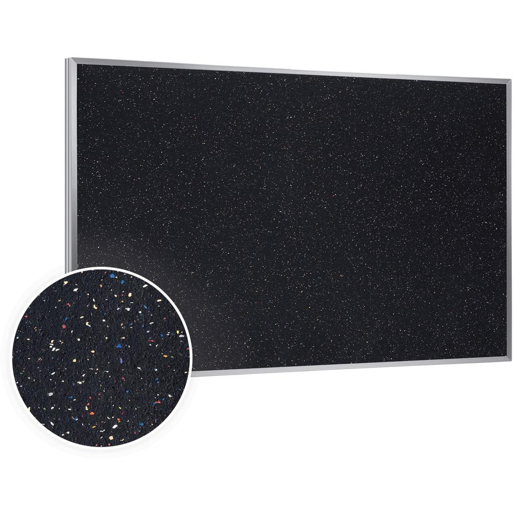 Ghent Confetti Rubber Tackboard - 24" Height x 36" Width - Rubber Surface - Self-healing, Stain Resistant, Fade Resistant - Alum