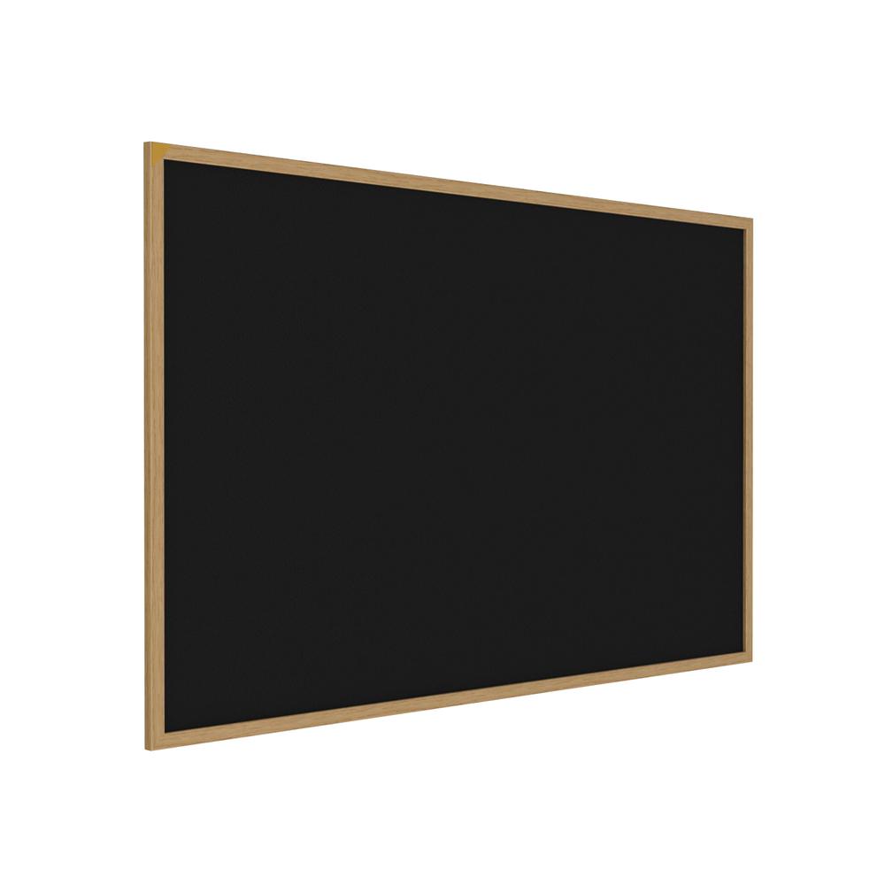 48.5"x120.5" Wood Fr, Oak Finish Recycled Rubber Bulletin Board - Black
